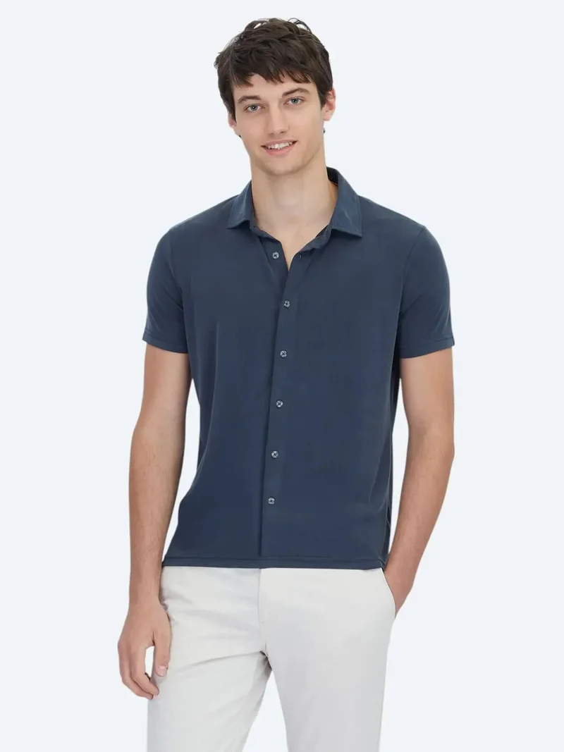 Kip Hard Coal Plain Regular Fit Knitting Casual Shirt