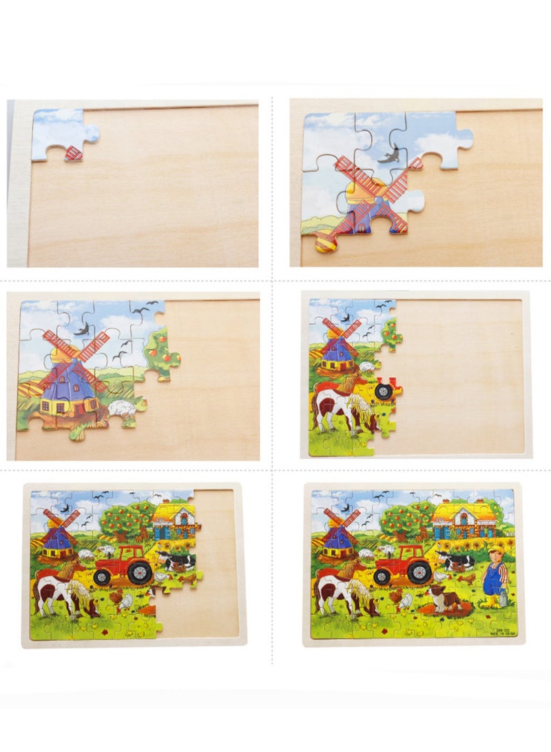 Children's Educational Wooden Farm Series Jigsaw Puzzles Suitable Gift Bag Pack - Image 3