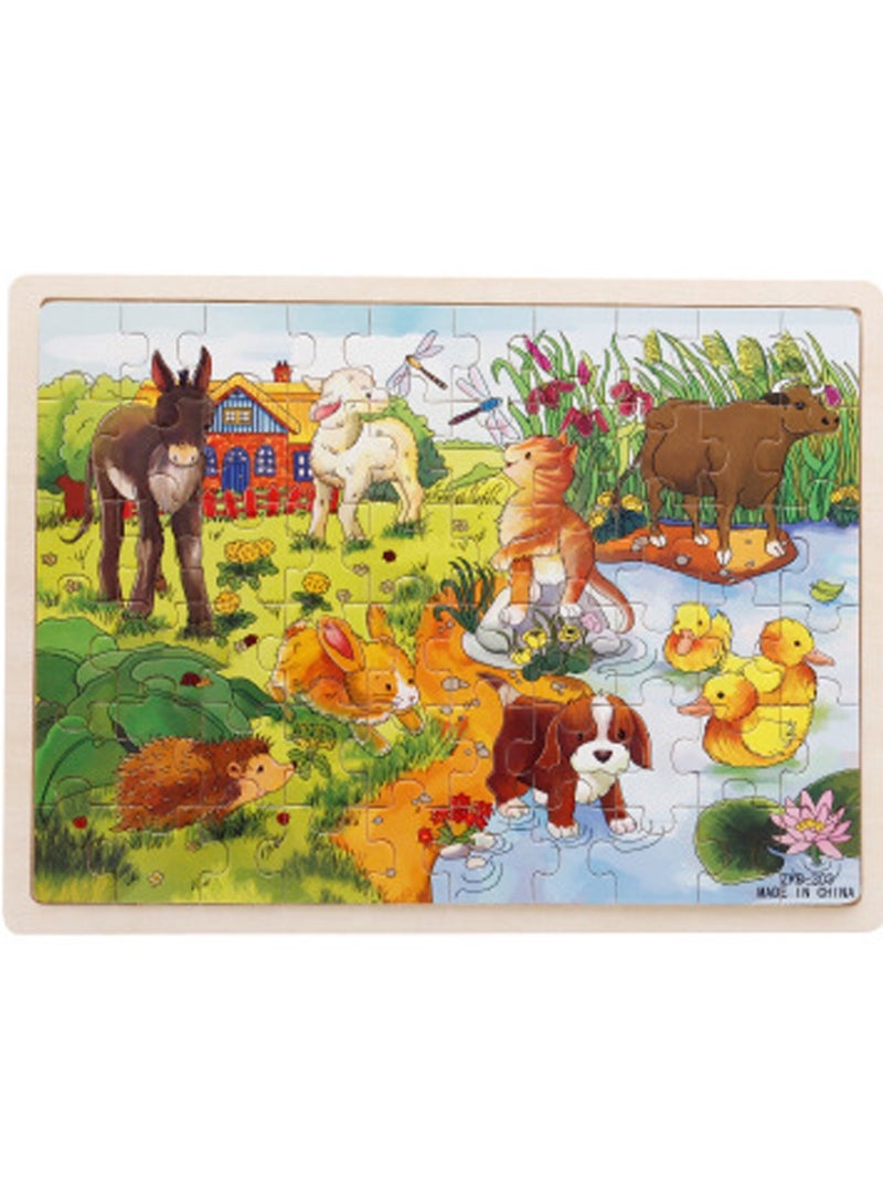 Children's Educational Wooden Farm Series Jigsaw Puzzles Suitable Gift Bag Pack - Image 1