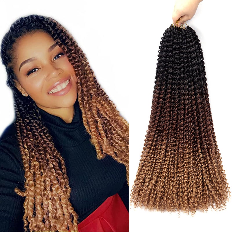 Dorsanee Ombre Passion Twist Hair 22 Inch 7 Packs Water Wave Crochet Hair Long Bohemian Curly Braiding Hair for Butterfly Locs Faux Locs Boho Style Spring Twist Crochet Braids 1B3027