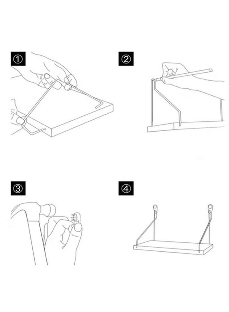 GuRiver 3-Piece Home Book Shelves Set Floating Shelves for Wall Hanging Wood Shelf Wooden Shelves with Metal Brackets Hanging Shelf Wall Organizers for Home Black Color Free Installation Tool - Image 4