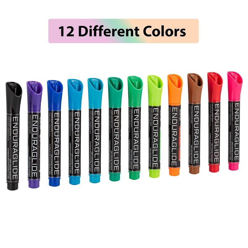Quartet Dry Erase Markers, Whiteboard Markers, Chisel Tip, EnduraGlide, White Board Dry Erase Pens for Teachers, Home, School & Office Supplies, Assorted Colors, 12 Pack (Q120000ECA) - Image 2