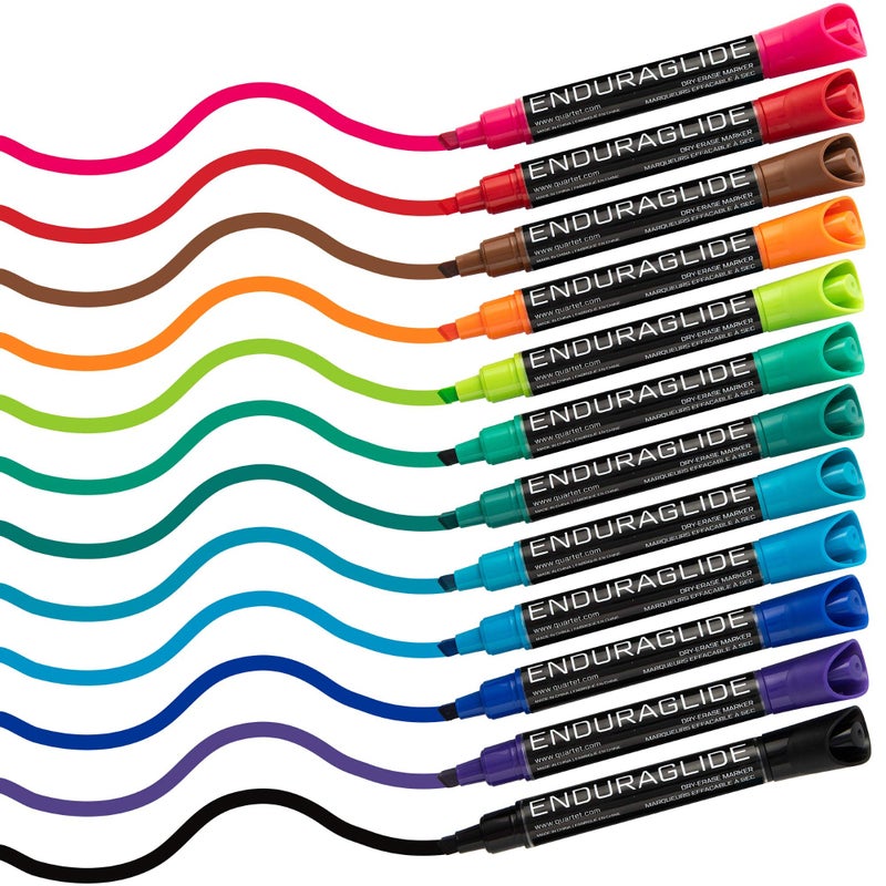 Quartet Dry Erase Markers, Whiteboard Markers, Chisel Tip, EnduraGlide, White Board Dry Erase Pens for Teachers, Home, School & Office Supplies, Assorted Colors, 12 Pack (Q120000ECA) - Image 3