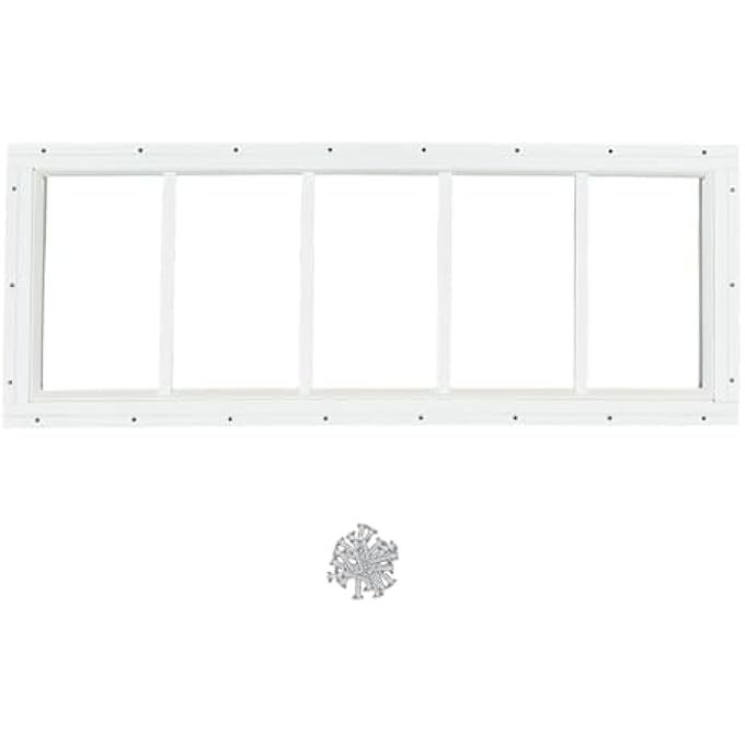 Hryan Shed Transom Window For Playhouse, Chicken Coop And Garage, Fixed Metal Tempered Glass Replacement Casement For Barn House, Ventanas De Casa (10" X 29" 1Pack) - Image 1
