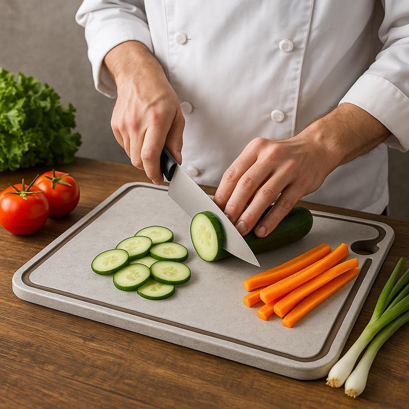 BS B&S Brown Cutting Board with Juice Channel and Hanging Hole 330x230mm Durable Kitchen Board for Chopping, Carving, and Food Prep Stylish and Functional - Image 3