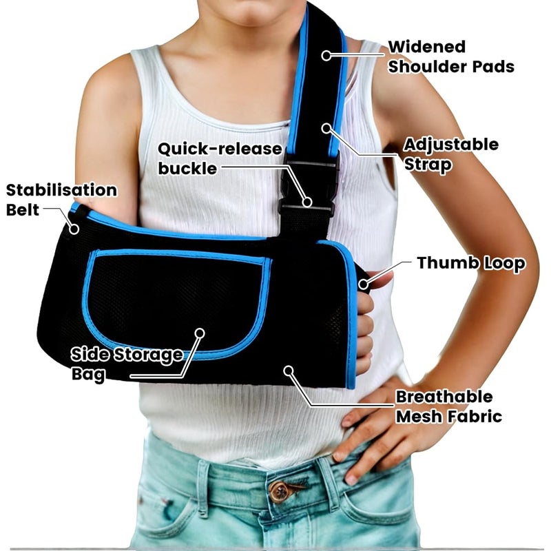 mosago kids arm sling, Lightweight & Breathable Medical Sling with Adjustable Shoulder Strap, Shoulder Mesh Immobilizer Slings for Elbow Injury/Torn Rotator Cuff/Wrist Injury/Surgery, Right or Left - Image 2