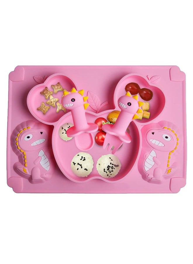 ZCM-HAPPY 3-Piece Baby Silicone Bear-Shaped Plate and Dino Spoon Set – Fun, Safe and Easy to Clean  - Image 2