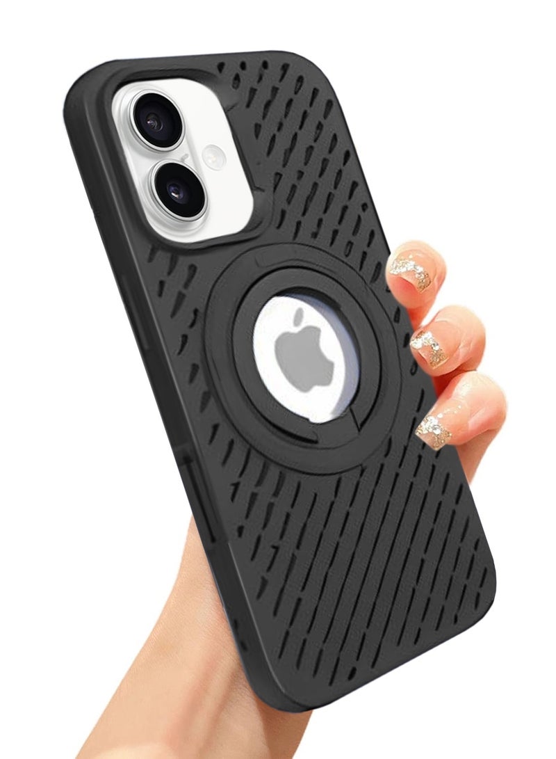 Wtech Apple iPhone 16 2024 Premium Silicone Magsafe with Ring Finger Grip Case Cover - Black - Image 4