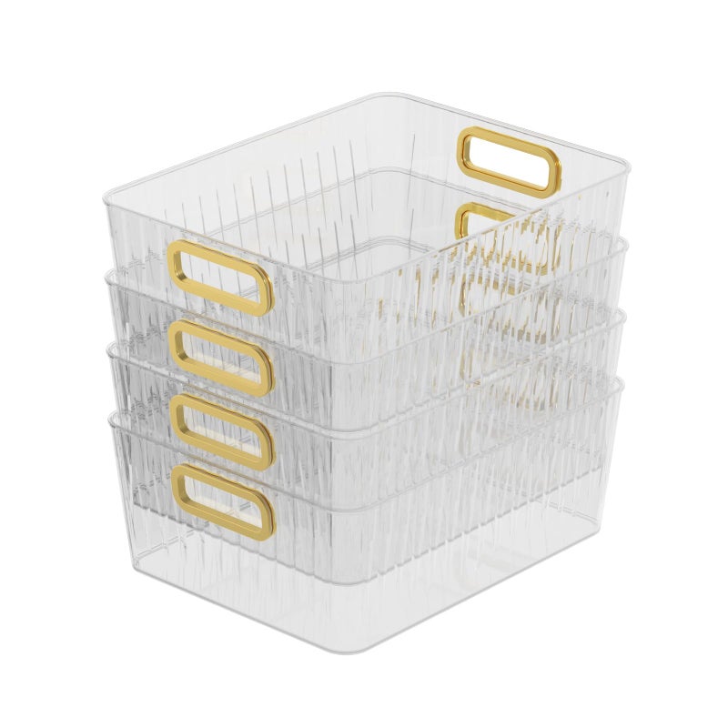 CadineUS 4pack Clear Pantry Storage Bin Box Plastic Organizer Bin for Fridge kitchen - Image 2