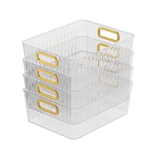 CadineUS 4pack Clear Pantry Storage Bin Box Plastic Organizer Bin for Fridge kitchen - Image 1