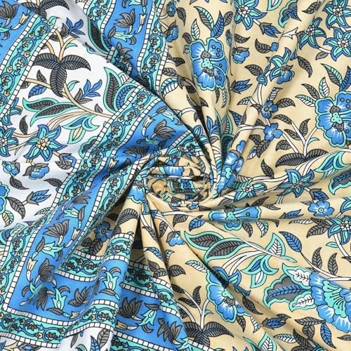 elanorhomes 100% Cotton 240 TC Single Bed Sheet Set | Floral Hand Printed Bedsheet with Pillow Cover | Soft Breathable Fabric for Bedroom | 60x90 Inches (Tropical) - Image 3