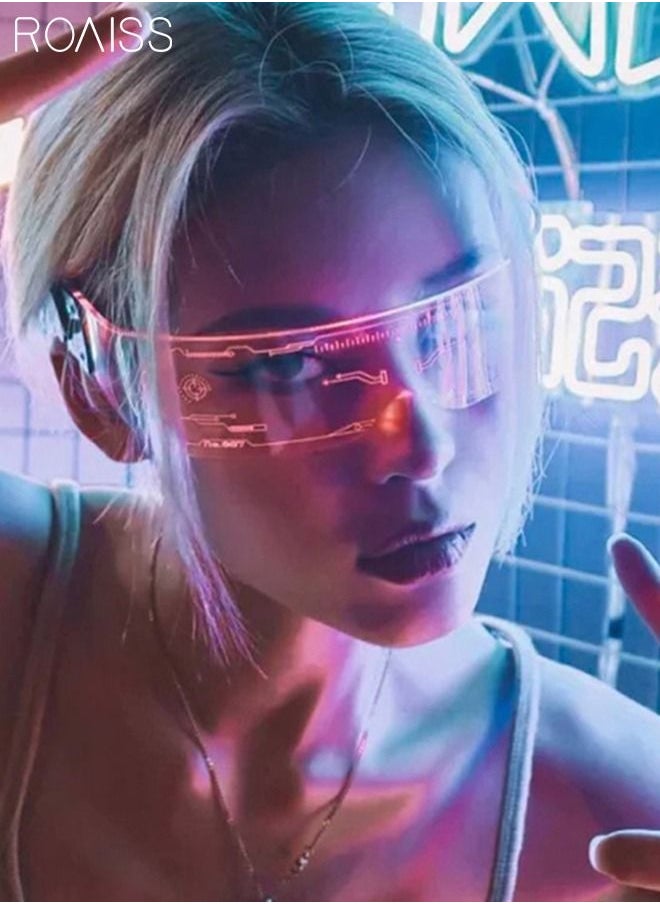 roaiss 7 ألوان نظارات مضيئة مستقبلية 4 أوضاع نظارات LED تضيء للبالغين والرجال والنساء لحفلات أعياد الميلاد  - Image 3