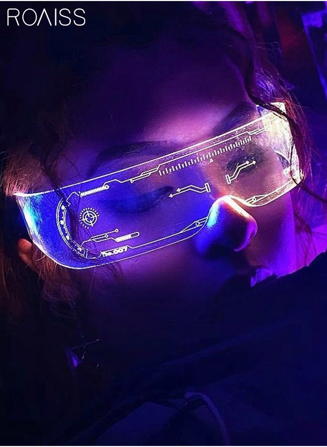 roaiss 7 ألوان نظارات مضيئة مستقبلية 4 أوضاع نظارات LED تضيء للبالغين والرجال والنساء لحفلات أعياد الميلاد  - Image 1