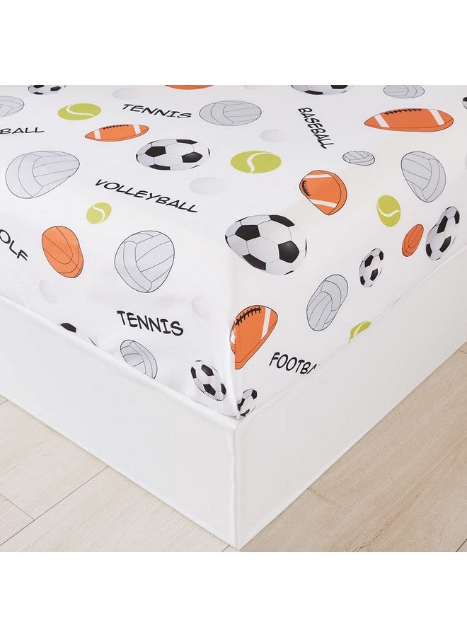 URBONUR 4-Piece Toddler Bedding Set - Ultra Soft Sports Series Baseball Football Basketball Boys Toddler Comforter Set Navy - Include Comforter, Flat Sheet, Fitted Sheet and Reversible Pillowcase - Image 4