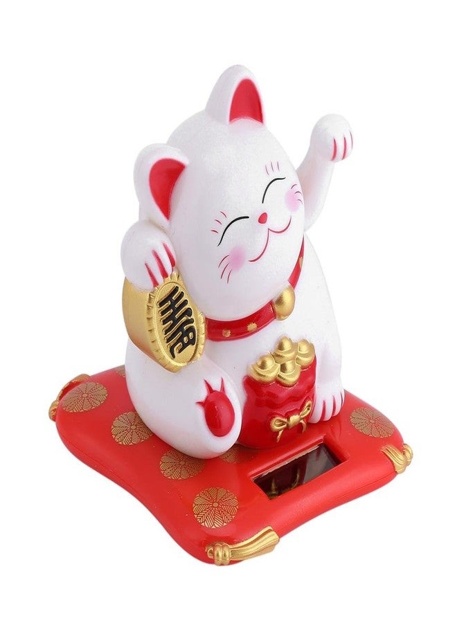 Ciglow Lucky Wealth Welcoming Cat, Solar Powered Cute Waving Cat Good Luck Wealth Welcoming Cats Home Display Car Decor.(White) - Image 4