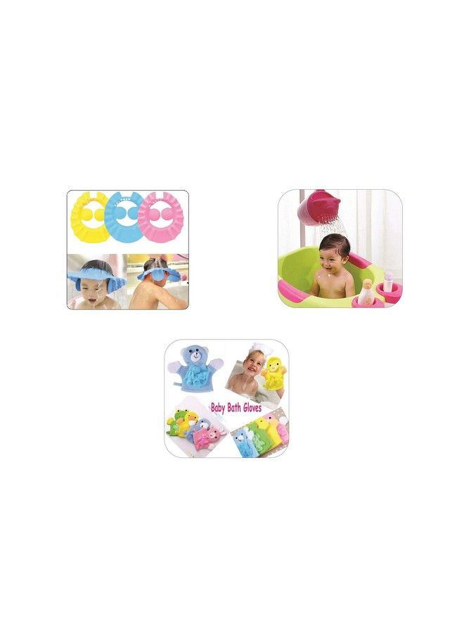 Syga 1 Green Baby Rinser1 Blue Shampoo Shower Bath Cap1 Green Frog Face Cartoon Bathing Gloves - Image 4