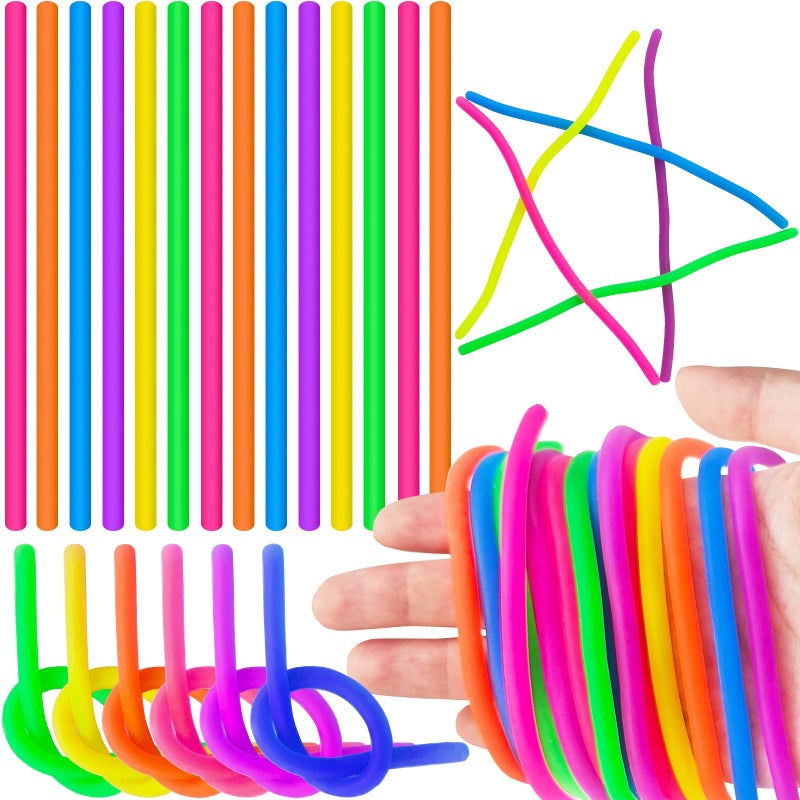 Zddaoole 100 Pcs Stretchy Fidget ToysMultiItem Party Favor Toy Colorful Sensory Noodle Strings - Image 3