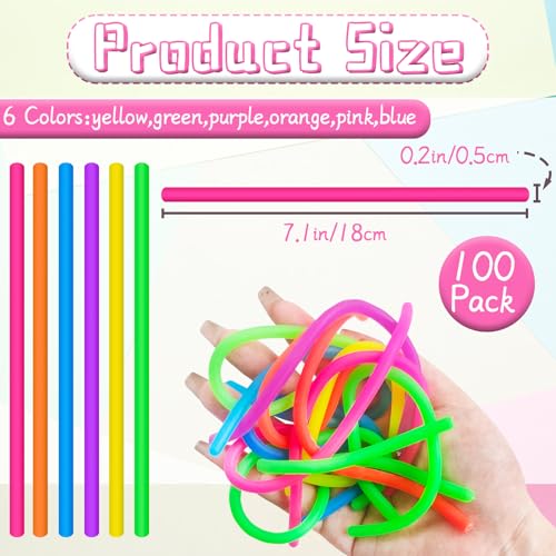 Zddaoole 100 Pcs Stretchy Fidget ToysMultiItem Party Favor Toy Colorful Sensory Noodle Strings - Image 5
