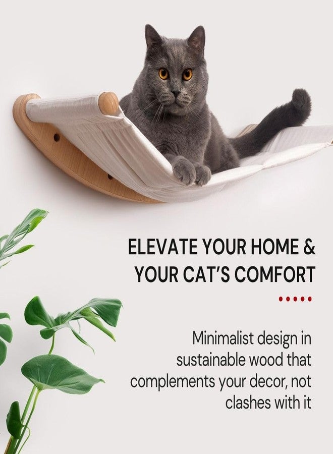 7 Ruby Road Cat Hammock Wall Mounted for Large and Indoor Cats or Kitty, Cute Bed Perch Shelf for Sleeping, Climbing and Lounging, Modern Shelves and Perches, Wooden Mount Cat Wall Furniture & Beds - Image 2