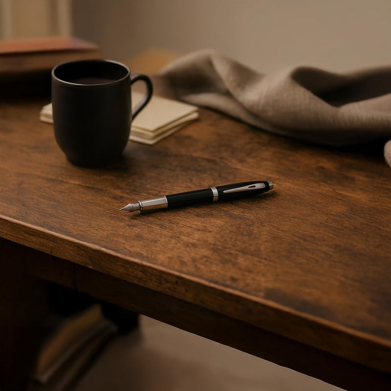 SHEAFFER Pen Sheaffer 100 E9317 Matte Black With Chrome Plated Trims Medium Fp - Image 2