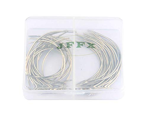 JFFX 50 Pieces C Needles for Sewing, C Type Curved Wig Making Needle, Hand Sewing Needle Upholstery Carpet Leather Canvas Repair Weaving Needles - Image 2