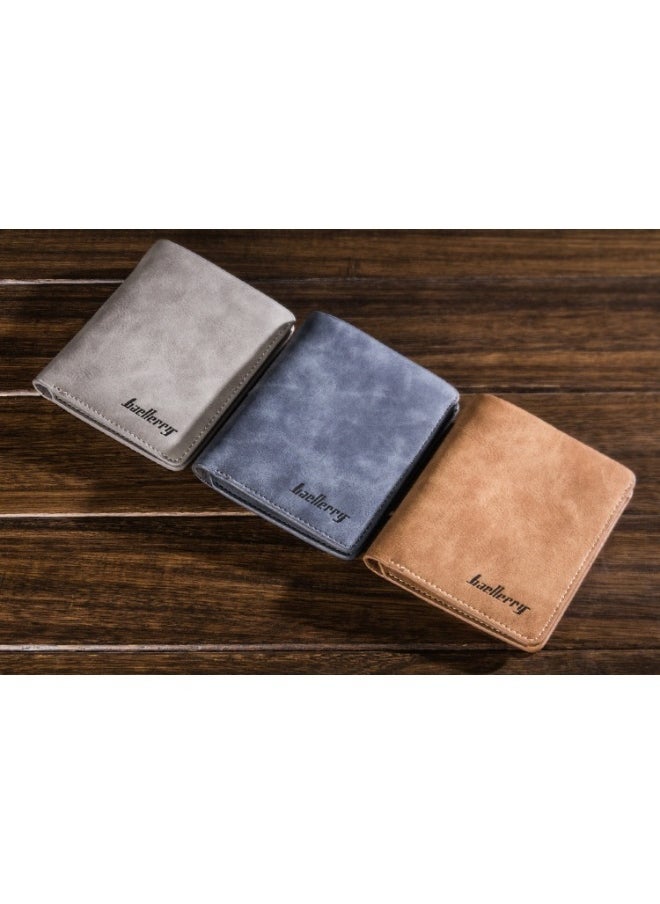 baellerry Men's Short Vintage Premium Matte Money Clip Two-fold Wallet Card Bag  - Image 4