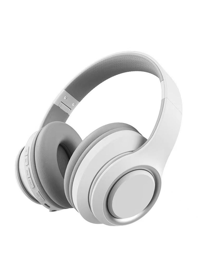 سماعات بلوتوث قابلة للطي، سماعات لاسلكية - جودة صوت ممتازة وراحة، سماعات بلوتوث لاسلكية للمنزل، الخروج، السفر (أبيض رمادي) - Image 1