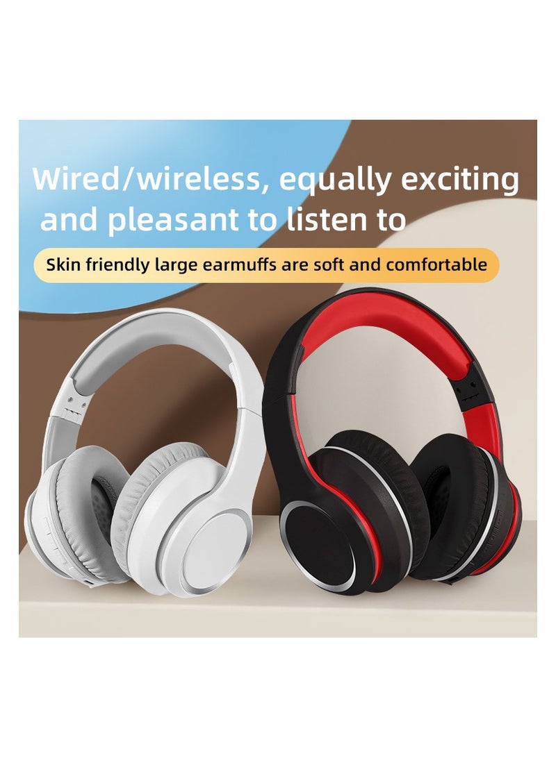 سماعات بلوتوث قابلة للطي، سماعات لاسلكية - جودة صوت ممتازة وراحة، سماعات بلوتوث لاسلكية للمنزل، الخروج، السفر (أبيض رمادي) - Image 2