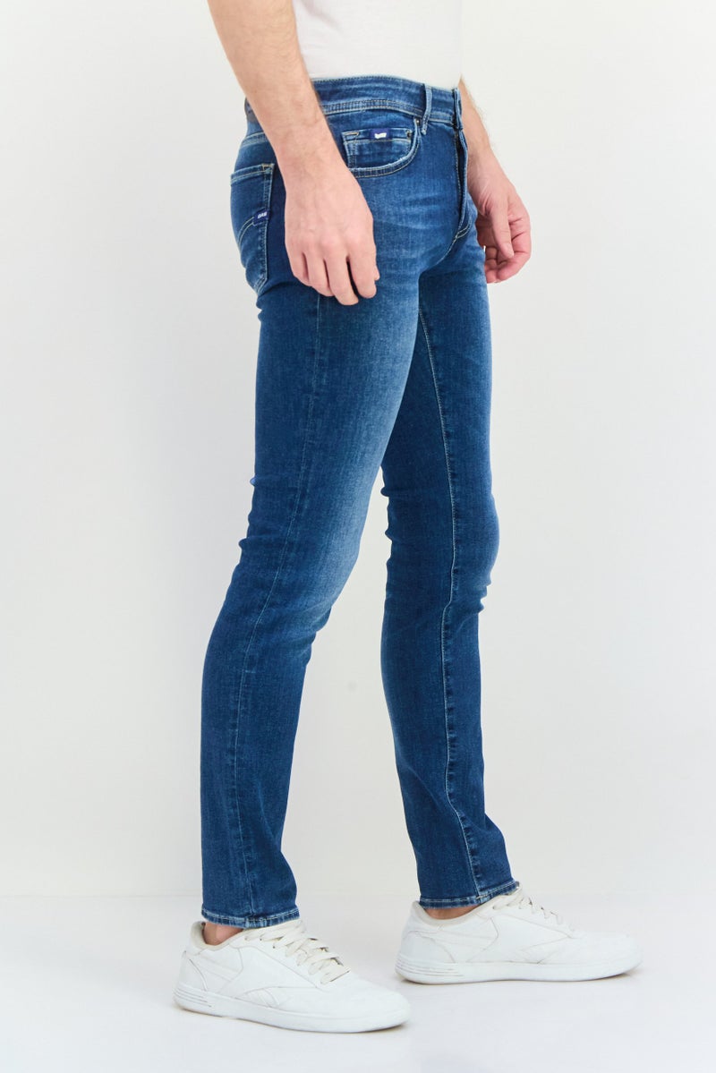 GAS Men Skinny Fit Washed Stretchable Denim Jeans, Blue - Image 3