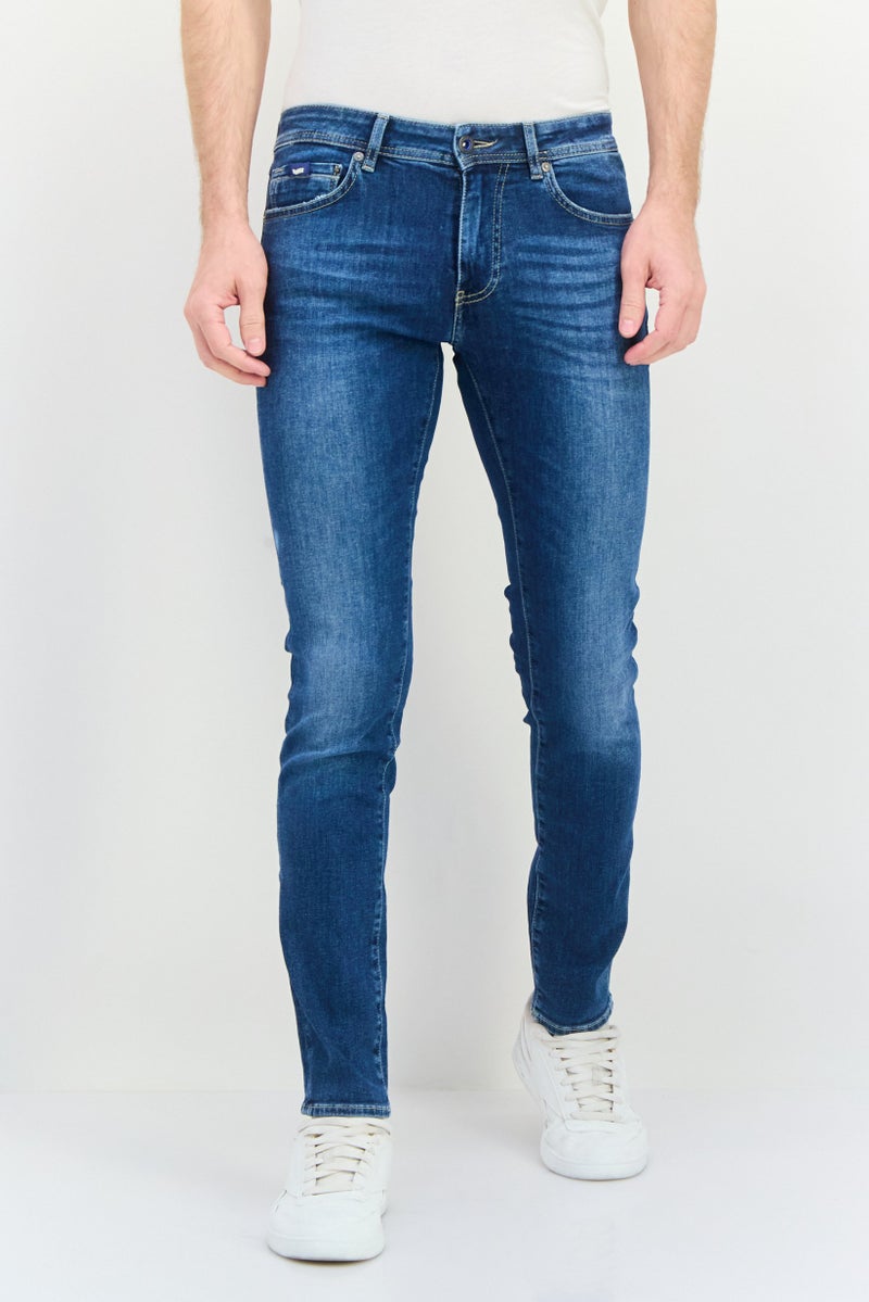 GAS Men Skinny Fit Washed Stretchable Denim Jeans, Blue - Image 1