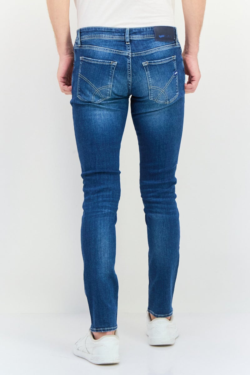 GAS Men Skinny Fit Washed Stretchable Denim Jeans, Blue - Image 4