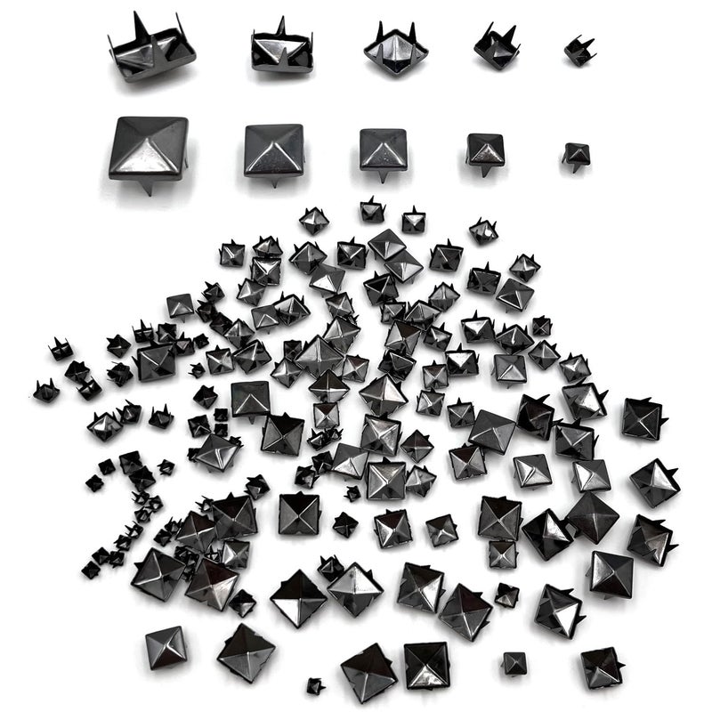 Honigo Black 150pcs Square Pyramid Studs Metal Studs Spikes for Clothing,Shoe,Leather,Jacket,Punk,Crafts,Clothes,Jeans,Jewelry4/6/8/10/12mm - Image 5