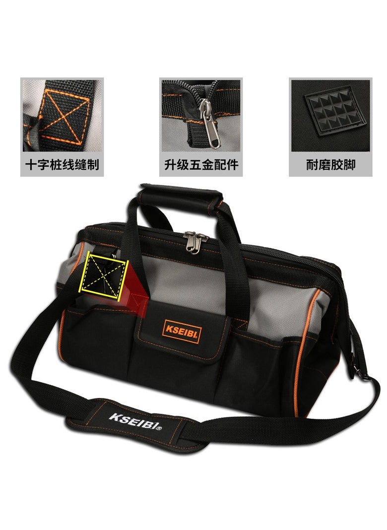 KSEIBI - Tool Bag Closed Top, Gray & Black, 17 Inch Tool Bag with Adjustable Shoulder Strap for Organizing and Carrying Tools To Various Job Sites, Electrician's Work, Construction and Carpentry. - Image 1