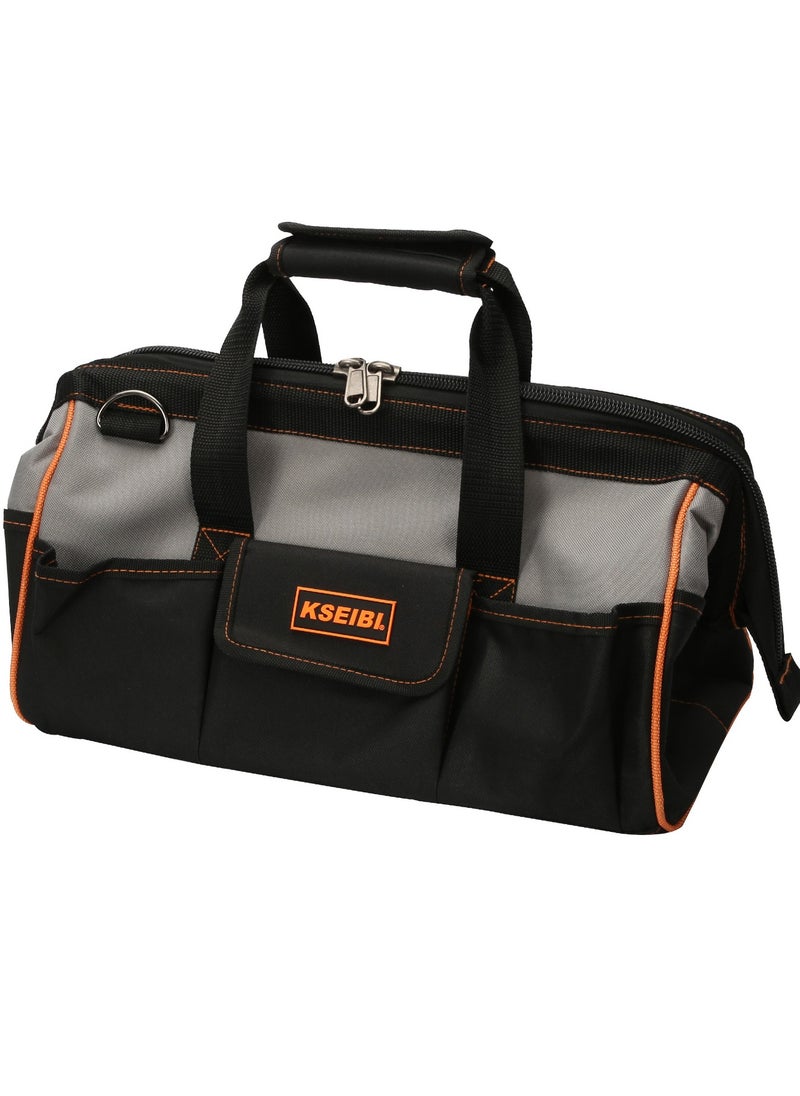 KSEIBI - Tool Bag Closed Top, Gray & Black, 17 Inch Tool Bag with Adjustable Shoulder Strap for Organizing and Carrying Tools To Various Job Sites, Electrician's Work, Construction and Carpentry. - Image 1