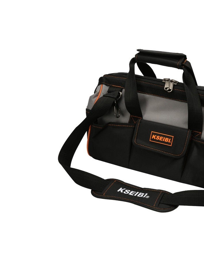 KSEIBI - Tool Bag Closed Top, Gray & Black, 17 Inch Tool Bag with Adjustable Shoulder Strap for Organizing and Carrying Tools To Various Job Sites, Electrician's Work, Construction and Carpentry. - Image 1