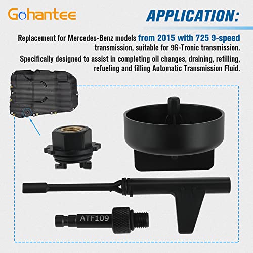 gohantee Metal Rod Oil Change Tool Transmission Oil Filling Tool 4pcs Replacement for Mercedes-Benz 725.0 9 Speed Transmission, Oil Draining Tool Set with Transmission Oil ATF109 Filling Adapter - Image 3