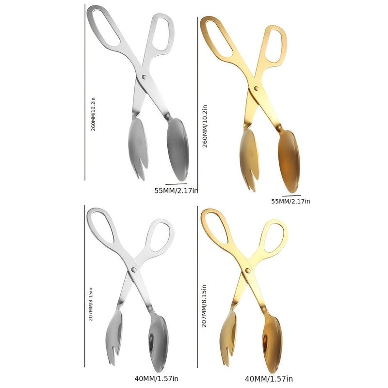 Silvery Stainless Steel Kitchen Tongs 8 Inch 10 Inch Non Slip BBQ Salad Scissors Bread Tongs - Image 4