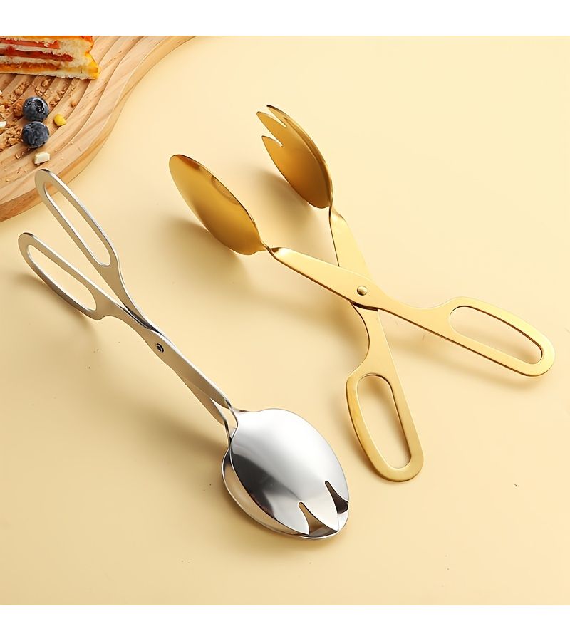 Silvery Stainless Steel Kitchen Tongs 8 Inch 10 Inch Non Slip BBQ Salad Scissors Bread Tongs - Image 2