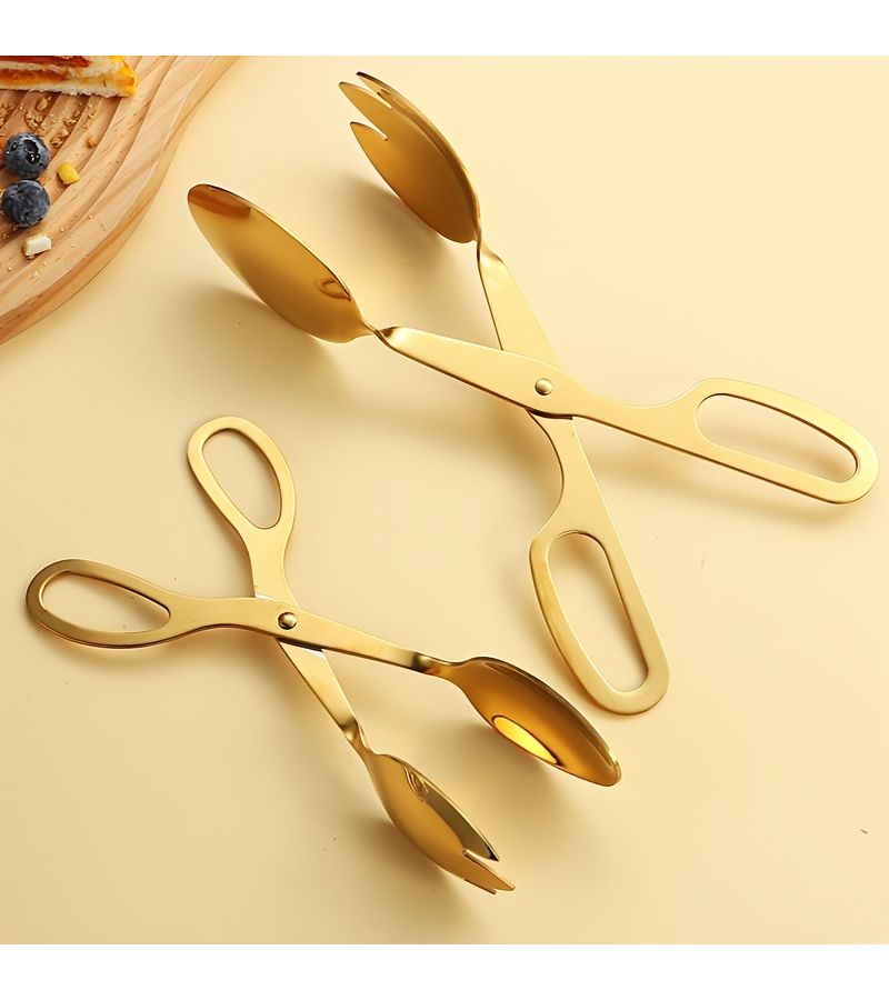 Silvery Stainless Steel Kitchen Tongs 8 Inch 10 Inch Non Slip BBQ Salad Scissors Bread Tongs - Image 1