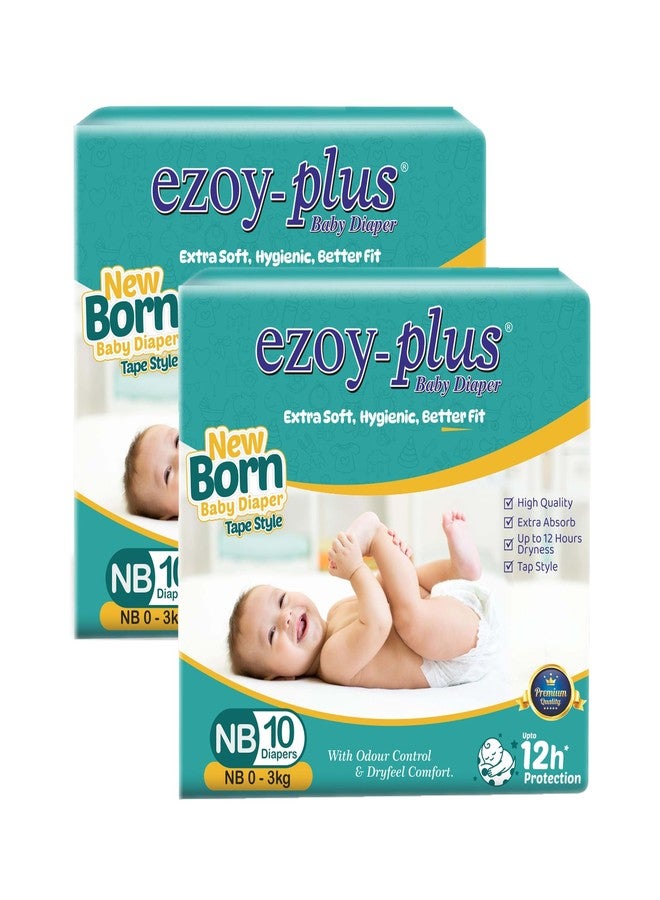 Ezoyplus Newborn Baby Diapers Tape, NB 0-3kg, 20 Count, Tape Style, 12 Hours Protection, Pack of 2 - Image 1