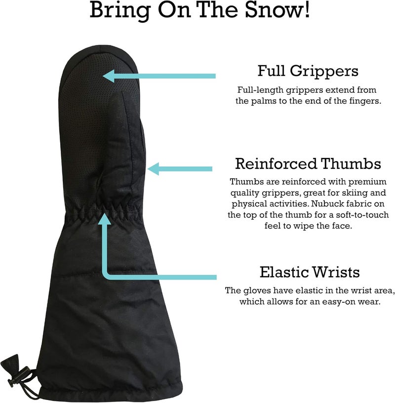 N'Ice Caps Kids Waterproof Snow Mittens Elbow Length Boys Girls Thinsulate Insulated Gloves - Image 5