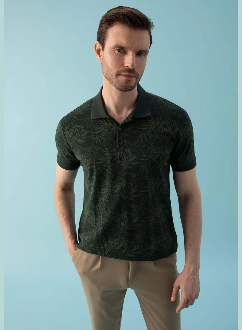ديفاكتو Patterned Short Sleeve Polo Shirt