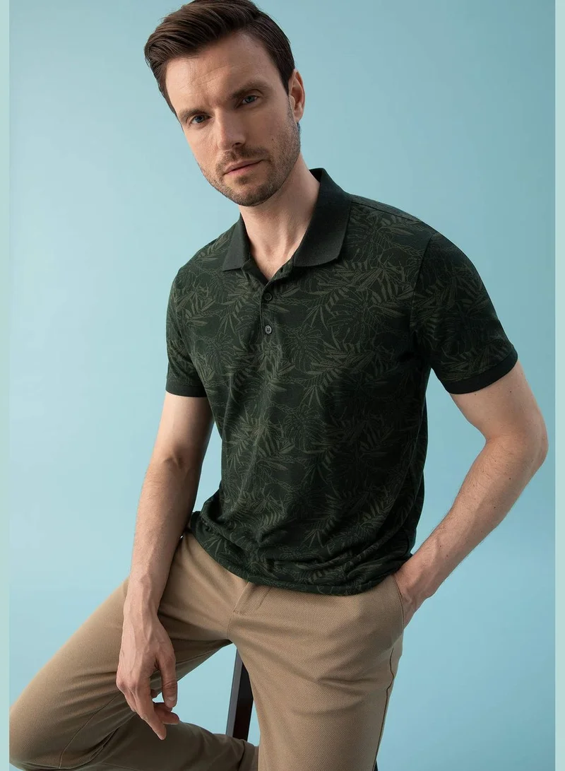 ديفاكتو Patterned Short Sleeve Polo Shirt