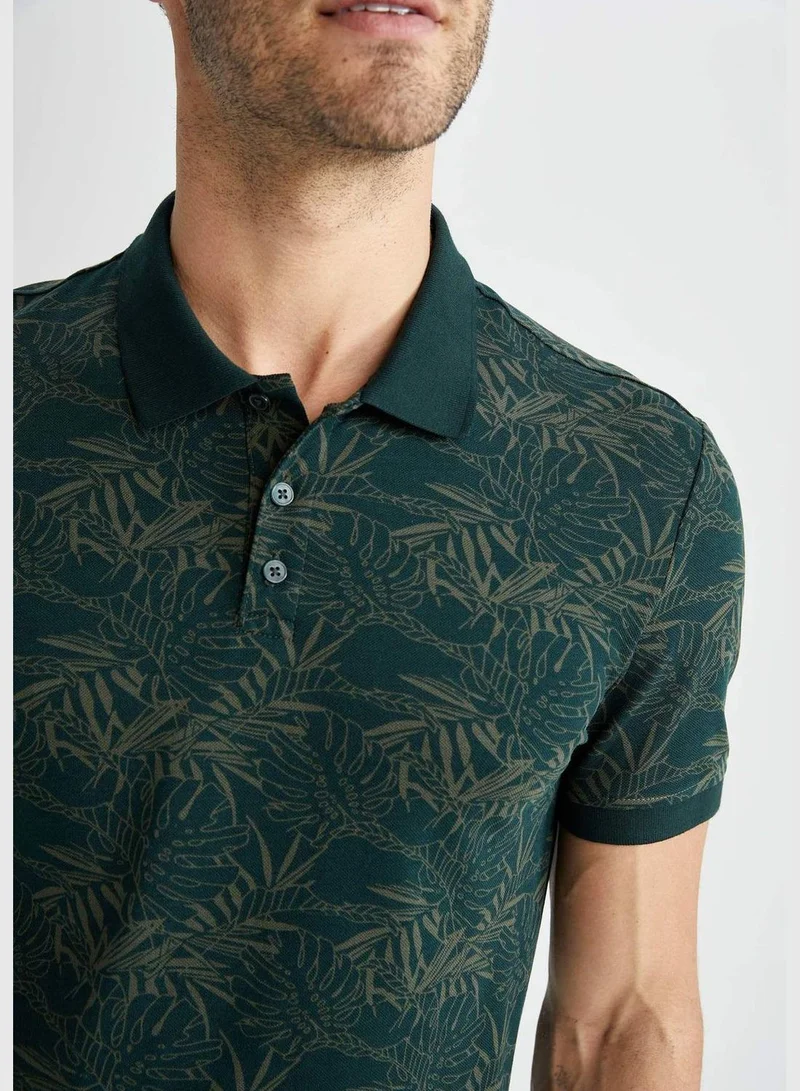 ديفاكتو Patterned Short Sleeve Polo Shirt