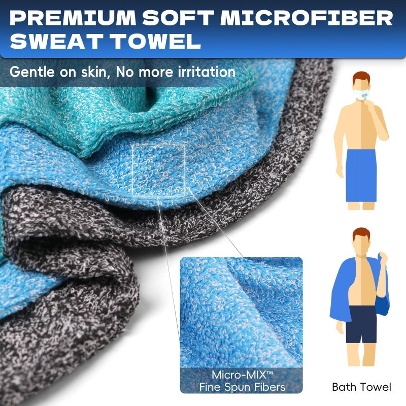 SOOWASH Microfiber Gym Towels for Showering Working Out Quick Dry Remove Bacterias Large Sizes Lightweight Gym Towel for Men Women Tennis Sports Towels for Body Hot Yoga 27 X 55 inch Black/Green/Blue - Image 5