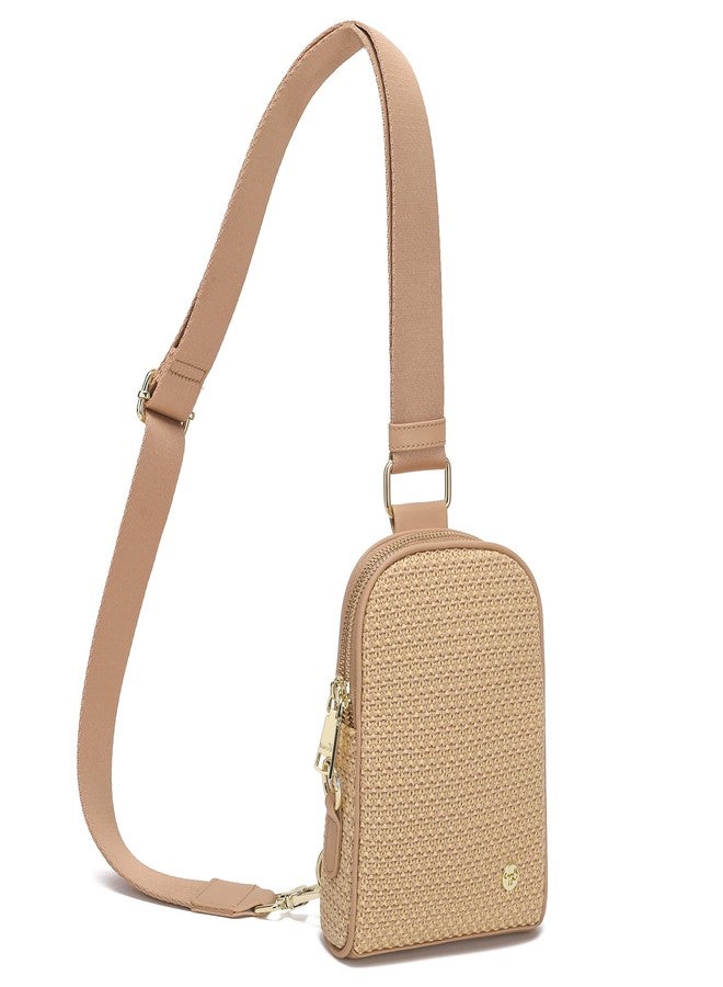 INICAT Summer Straw Bag Small Sling Beach Bag Crossbody Bags Rattan Woven Purses for Women 2025（Woven Khaki） - Image 1