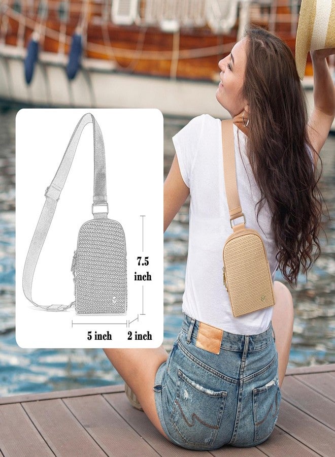 INICAT Summer Straw Bag Small Sling Beach Bag Crossbody Bags Rattan Woven Purses for Women 2025（Woven Khaki） - Image 3