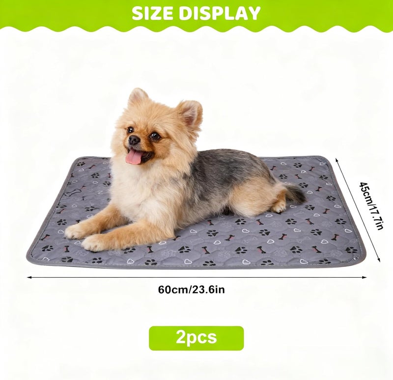 KASTWAVE Reusable Washable Pet Urine Mat, 2-Pack Quick Absorbing Puppy Training Pad, Non-Slip Dog Cat Absorbent Mat for Kennel Crate Floor, Indoor Pet Bedding, Waterproof Leak-Proof Pad (45 x 60 cm) - Image 2