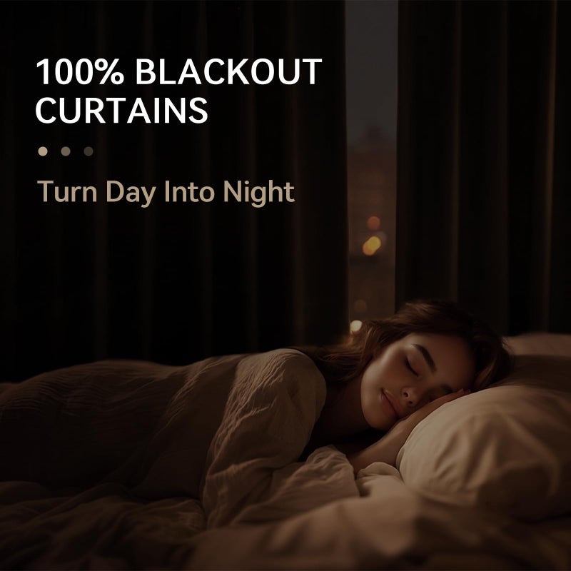 100% Blackout Shield Linen Blackout Curtains for Bedroom 63 Inches Long, Back Tab/Rod Pocket Living Room Drapes, Thermal Insulated Blackout Curtains 2 Panels Set, 50" W x 63" L,Cream - Image 2
