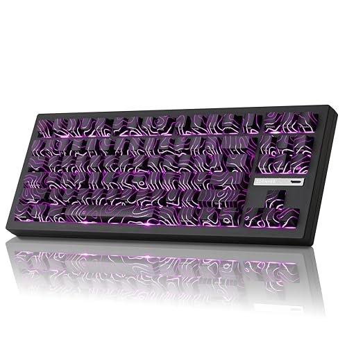 ZORNHER ZH870 Wireless Gaming Mechanical Keyboard,80% Black Custom Creamy Sound Keyboard with Lighted Up Black Topographic Keycaps,Creamy Sounding Linear Switches,Hot-Swappable,RGB Backlit - Image 1